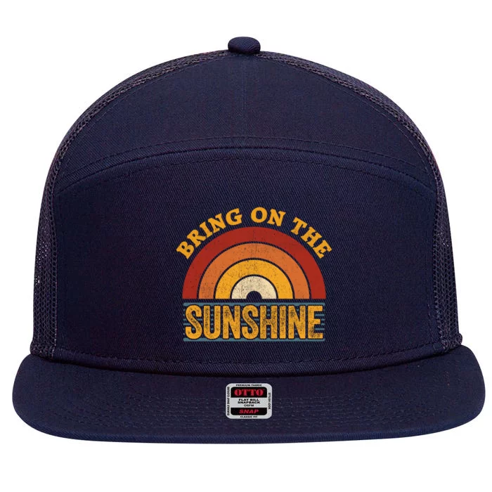 Bring On Thegiftsunshine Great Gift Vintage Rainbow Top Sunshine Gift 7 Panel Mesh Trucker Snapback Hat