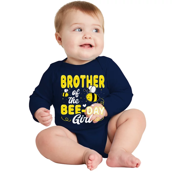 Brother Of The Bee Day Gift Hive Party Matching Birthday Baby Long Sleeve Bodysuit