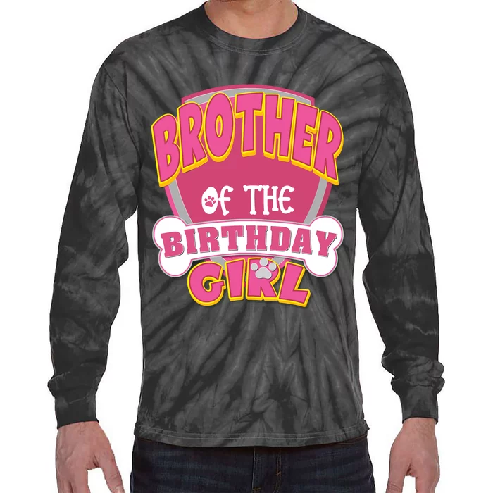 Brother Of The Birthday Girl Dog Paw Family Matching Tie-Dye Long Sleeve Shirt