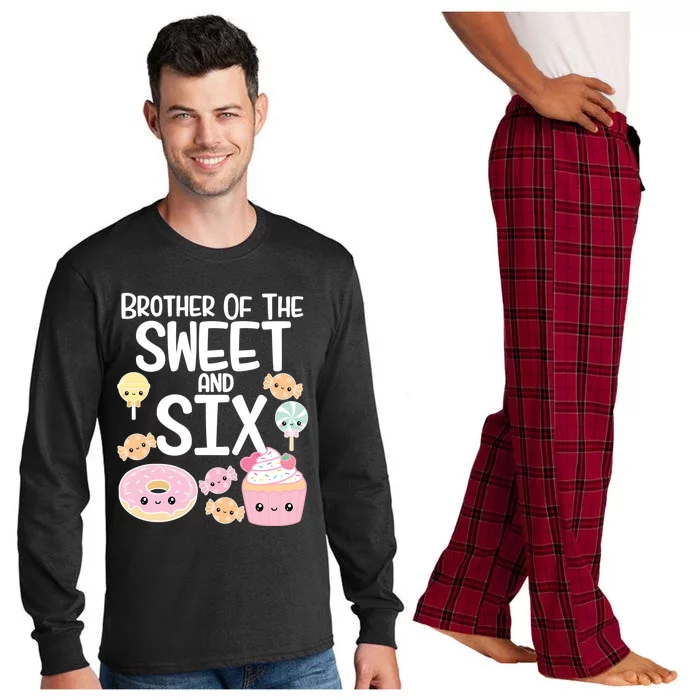 Brother Of The Sweet And Six Candy Theme Birthday Donut Candy Gift Long Sleeve Pajama Set