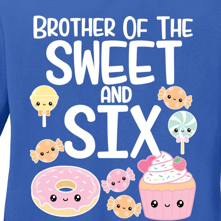 Brother Of The Sweet And Six Candy Theme Birthday Donut Candy Gift Ladies Long Sleeve Shirt