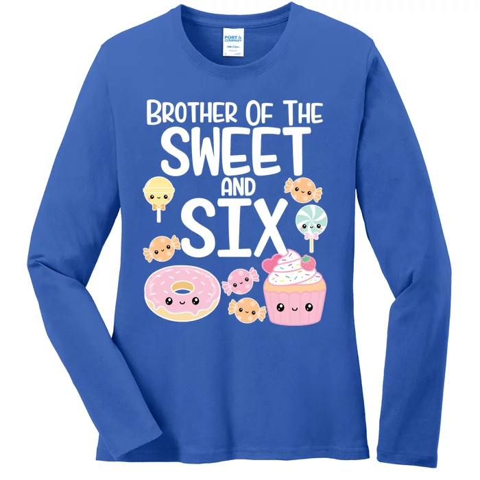 Brother Of The Sweet And Six Candy Theme Birthday Donut Candy Gift Ladies Long Sleeve Shirt