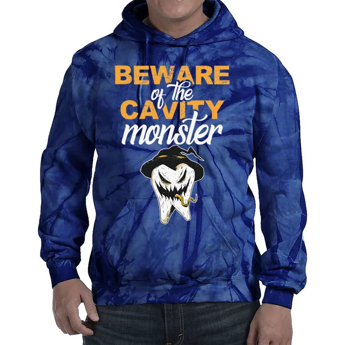 Beware Of The Cavity Monster Halloween Tooth Oral Hygiene Tie Dye Hoodie