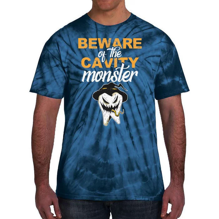 Beware Of The Cavity Monster Halloween Tooth Oral Hygiene Tie-Dye T-Shirt