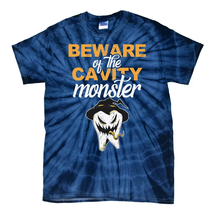 Beware Of The Cavity Monster Halloween Tooth Oral Hygiene Tie-Dye T-Shirt