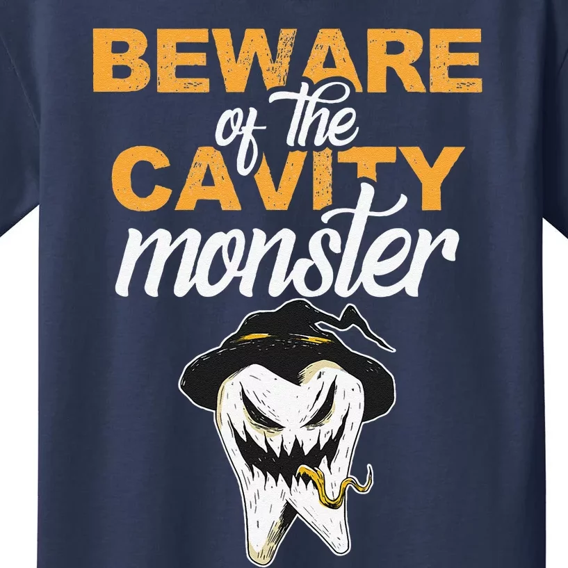 Beware Of The Cavity Monster Halloween Tooth Oral Hygiene Kids T-Shirt