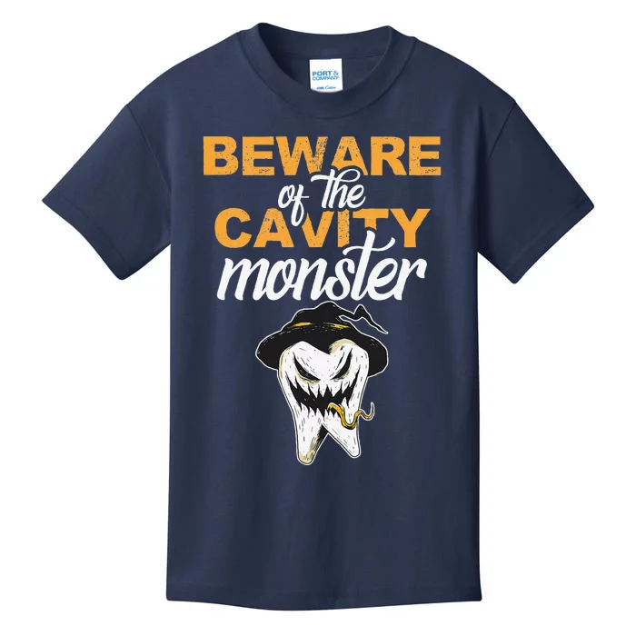 Beware Of The Cavity Monster Halloween Tooth Oral Hygiene Kids T-Shirt