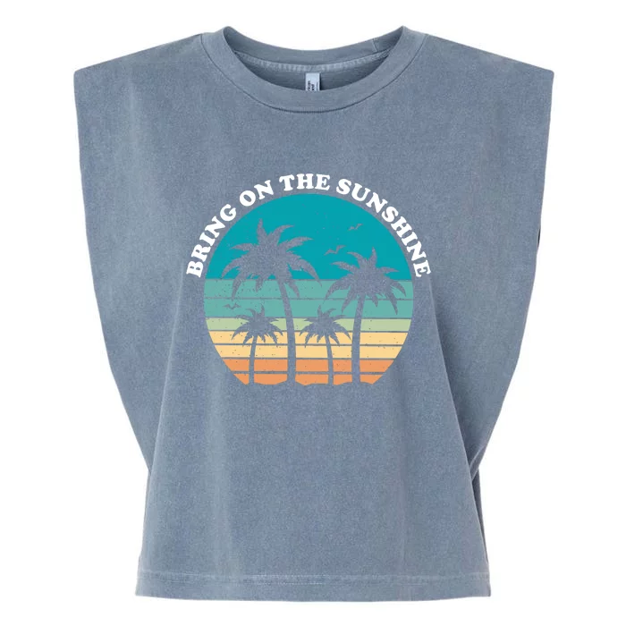 Bring On The Sunshine Retro Sunset Garment-Dyed Women's Muscle Tee