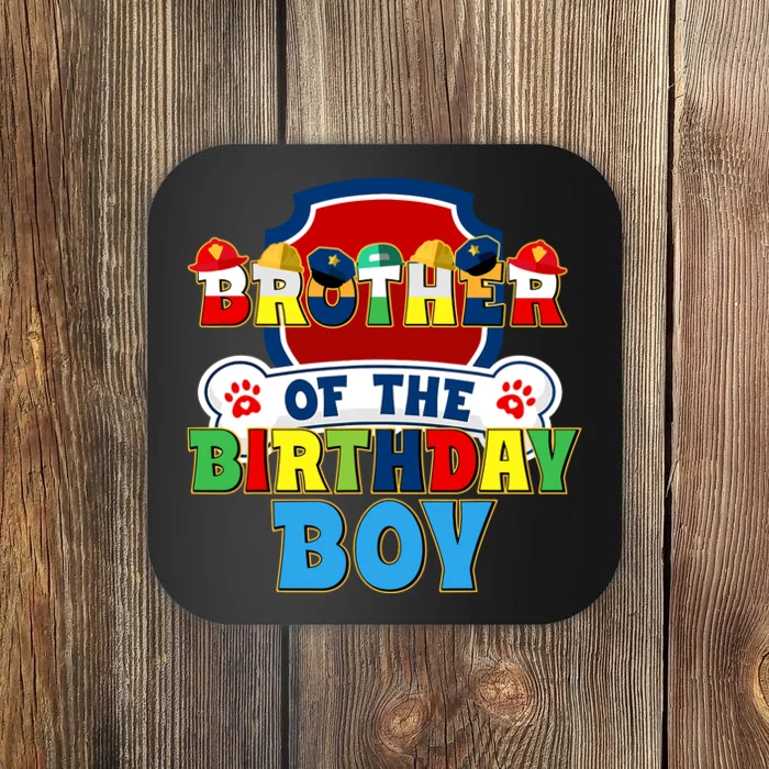 Brother Of The Birthday Boy Dog Paw Family Matching Coaster