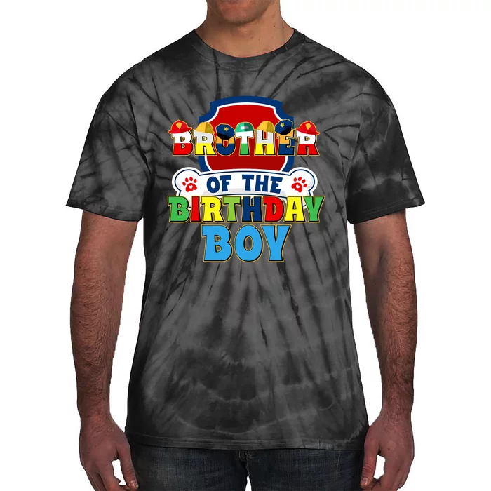 Brother Of The Birthday Boy Dog Paw Family Matching Tie-Dye T-Shirt