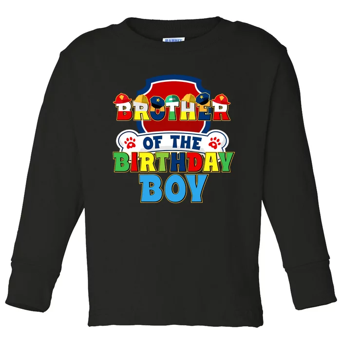 Brother Of The Birthday Boy Dog Paw Family Matching Toddler Long Sleeve Shirt