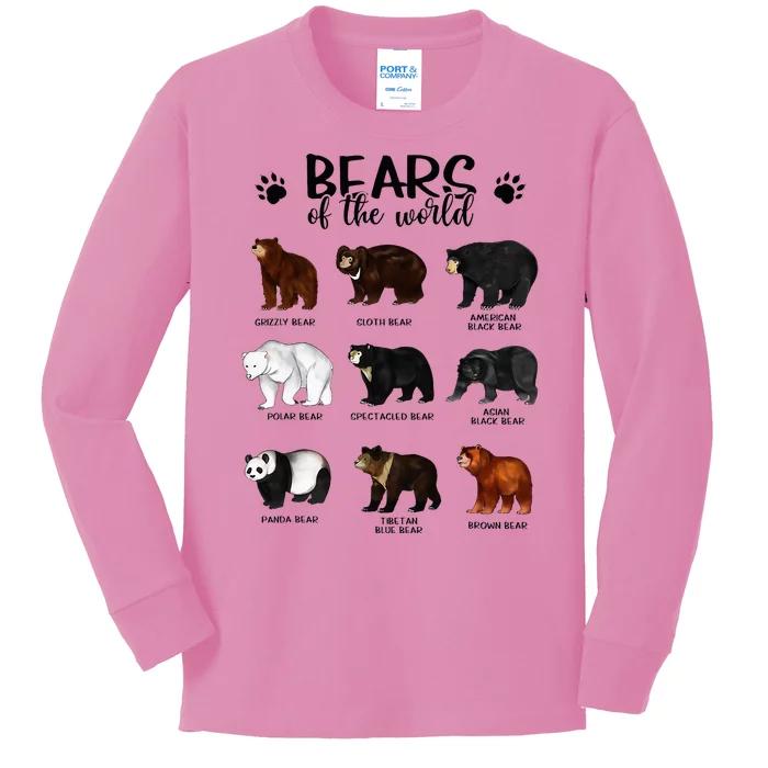 Bears Of The World Bears Kids Long Sleeve Shirt