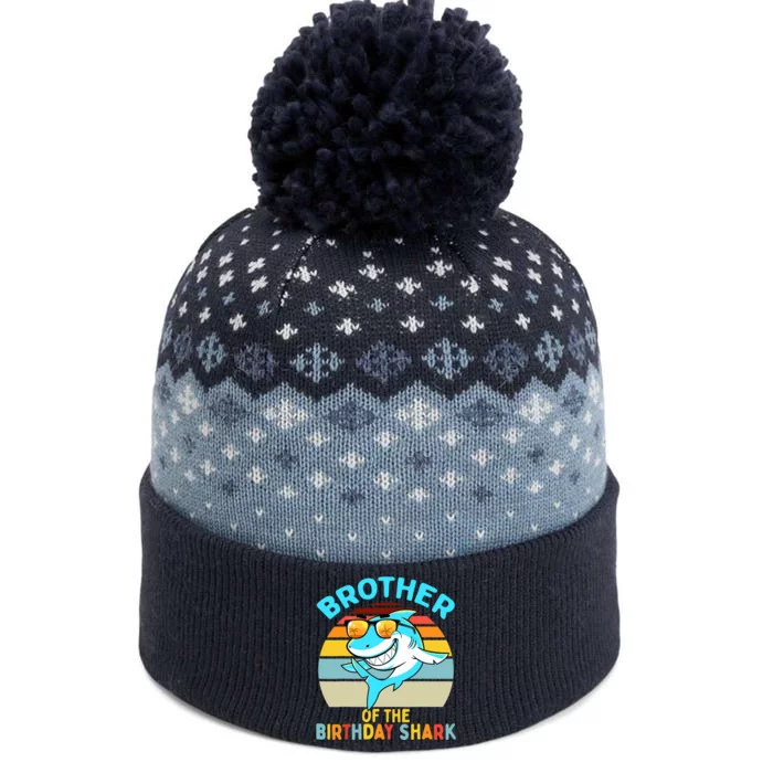 Brother of the Shark Birthday Matching Family The Baniff Cuffed Pom Beanie