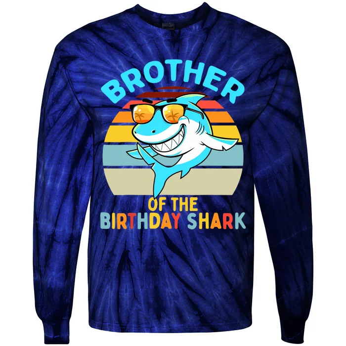 Brother of the Shark Birthday Matching Family Tie-Dye Long Sleeve Shirt