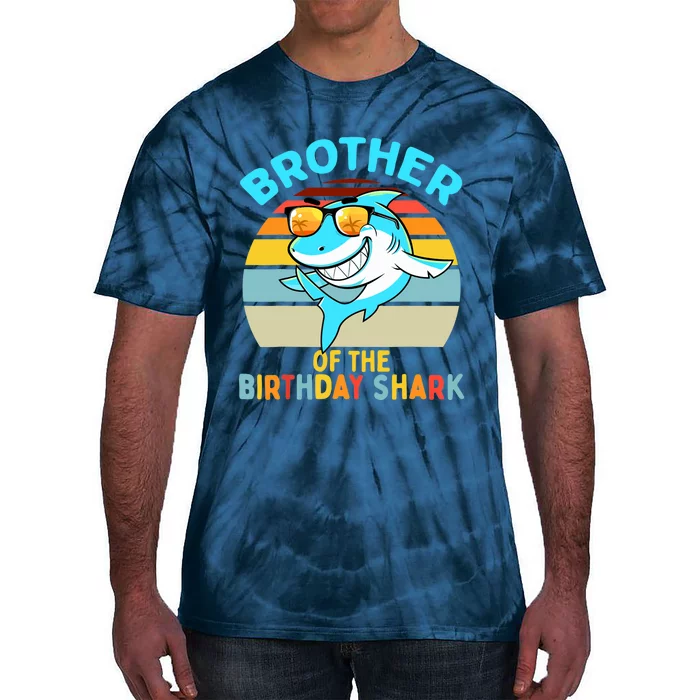 Brother of the Shark Birthday Matching Family Tie-Dye T-Shirt