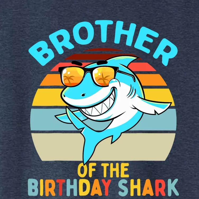 Brother of the Shark Birthday Matching Family Women's Crop Top Tee