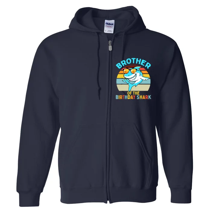 Brother of the Shark Birthday Matching Family Full Zip Hoodie