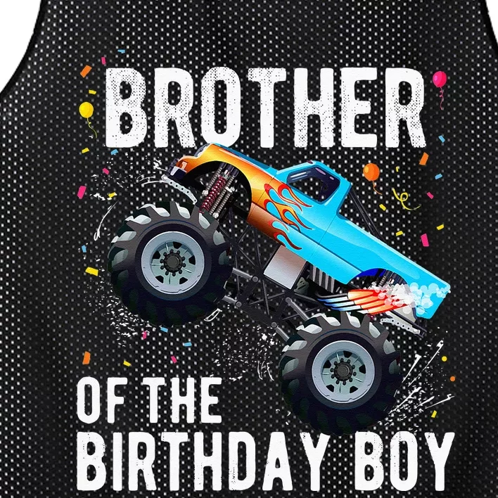 Brother Of The Birthday Boy Monster Truck Family Matching Mesh Reversible Basketball Jersey Tank