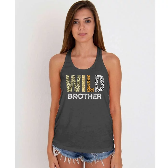 Brother Of The Wild One Zoo Birthday Safari Jungle Animal Women's Knotted Racerback Tank