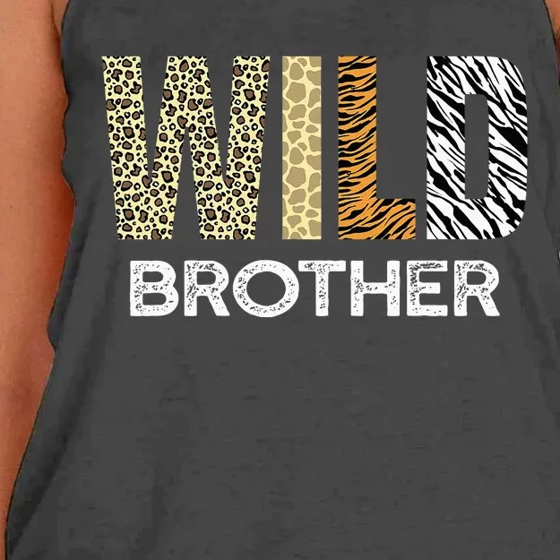 Brother Of The Wild One Zoo Birthday Safari Jungle Animal Women's Knotted Racerback Tank