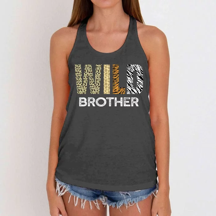 Brother Of The Wild One Zoo Birthday Safari Jungle Animal Women's Knotted Racerback Tank