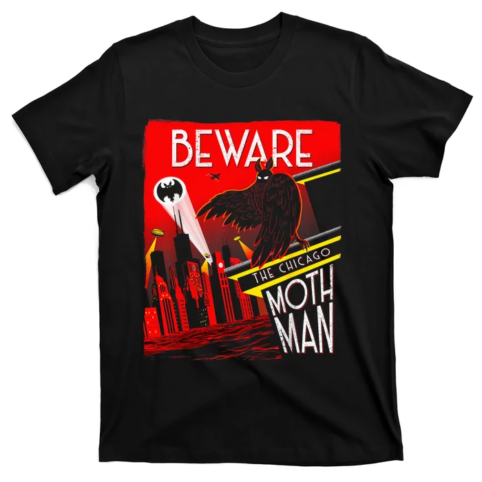 Beware Of The Chicago Mothman! Art Deco Pop Culture Cryptid T-Shirt