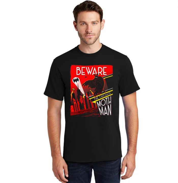 Beware Of The Chicago Mothman! Art Deco Pop Culture Cryptid Tall T-Shirt