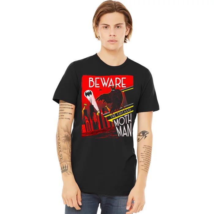 Beware Of The Chicago Mothman! Art Deco Pop Culture Cryptid Premium T-Shirt