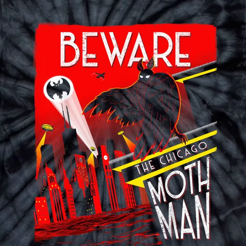 Beware Of The Chicago Mothman! Art Deco Pop Culture Cryptid Tie-Dye T-Shirt