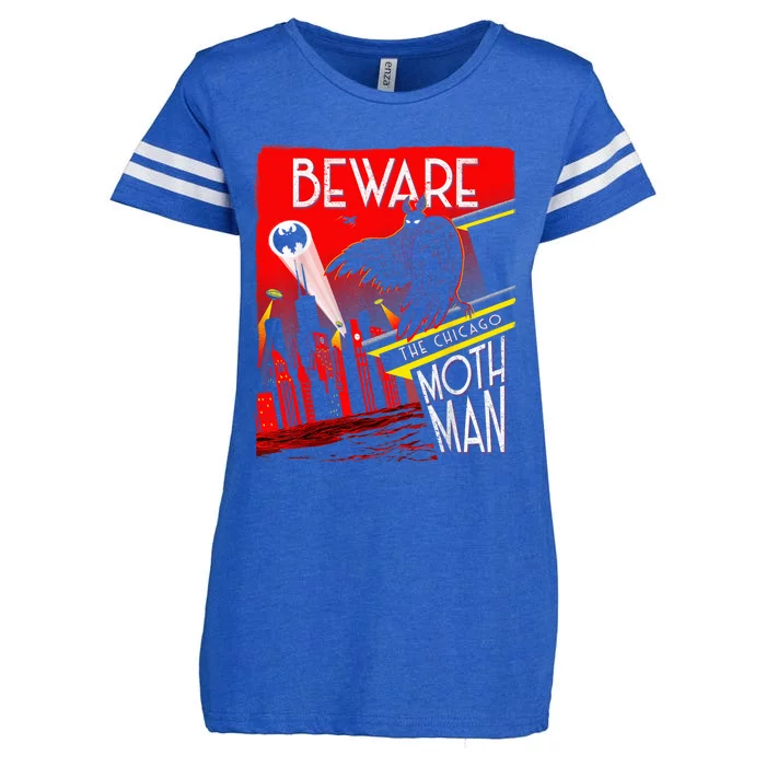 Beware Of The Chicago Mothman! Art Deco Pop Culture Cryptid Enza Ladies Jersey Football T-Shirt