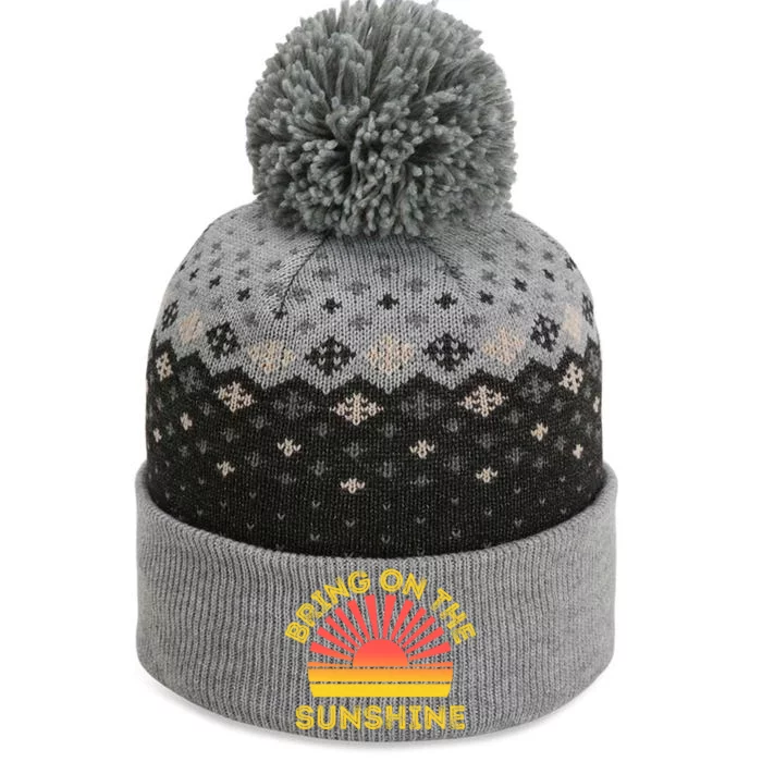 Bring On The Sunshine Retro Vintage Sunset Gift The Baniff Cuffed Pom Beanie