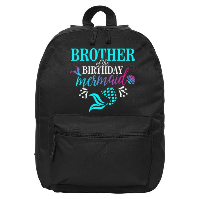 Brother Of The Birthday Mermaid Matching Family 16 in Basic Backpack