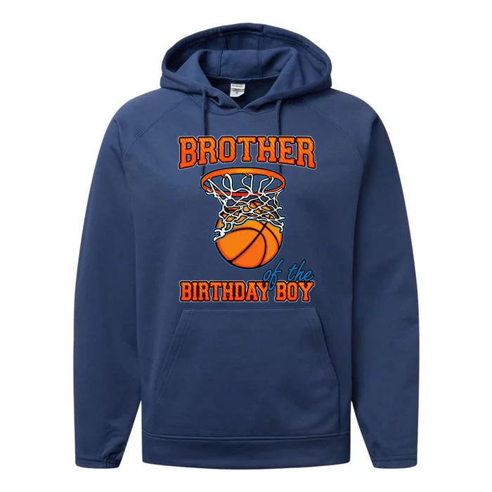 Brother Of The Birthday Boy Basketball Birthday Family Party Performance Fleece Hoodie