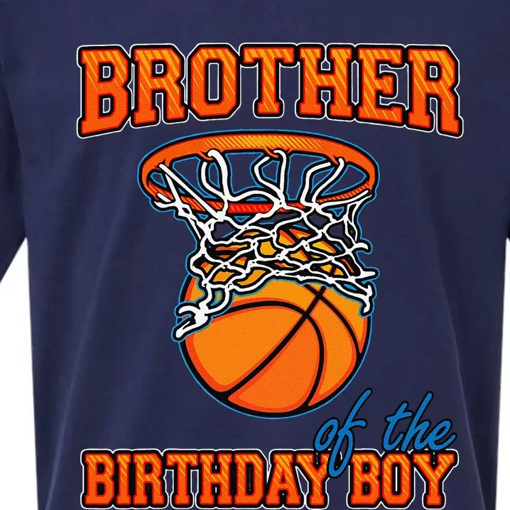 Brother Of The Birthday Boy Basketball Birthday Family Party Sueded Cloud Jersey T-Shirt