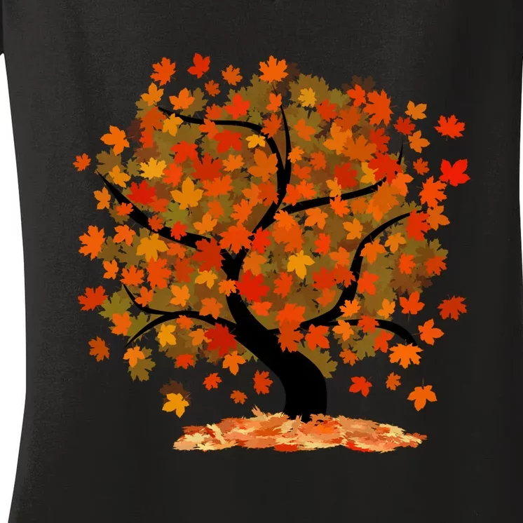 Beautiful Oak Tree Nature Thanksgiving Fall Autumn Women's V-Neck T-Shirt