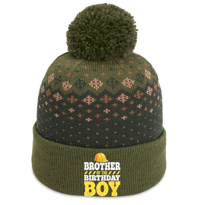 Brother of the Birthday Boy Construction Birthday Party The Baniff Cuffed Pom Beanie