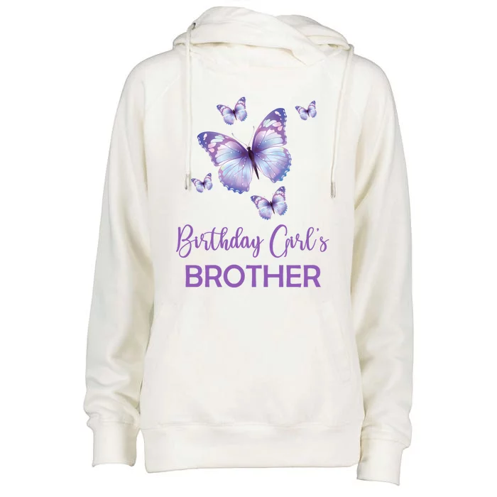 Brother Of The Birthday Butterfly Family 1st Birthday Meaningful Gift Womens Funnel Neck Pullover Hood