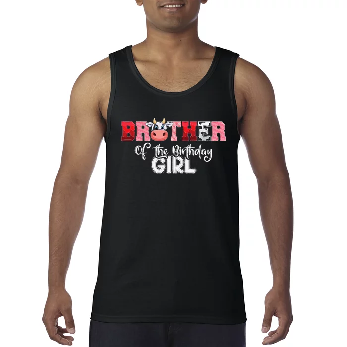 Brother of The Birthday  Cow Family Cow Farm Matching Tank Top