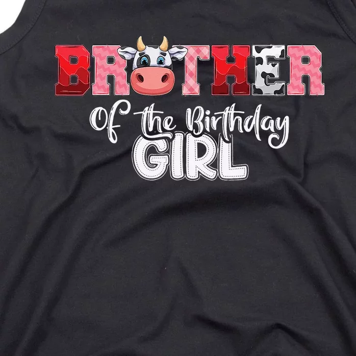 Brother of The Birthday  Cow Family Cow Farm Matching Tank Top