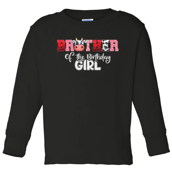 Brother of The Birthday  Cow Family Cow Farm Matching Toddler Long Sleeve Shirt