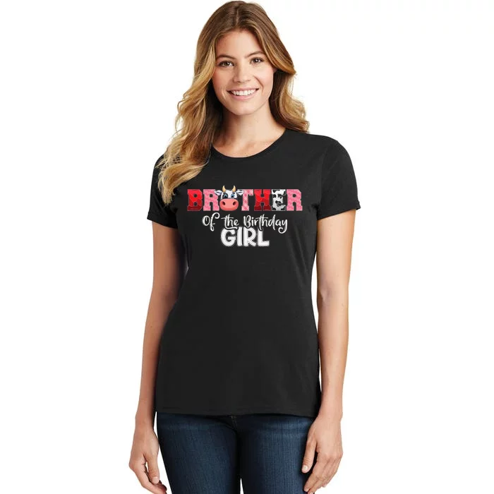 Brother of The Birthday  Cow Family Cow Farm Matching Women's T-Shirt