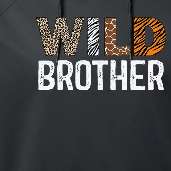 Brother of The Wild One Zoo Birthday Safari Jungle Family Performance Fleece Hoodie