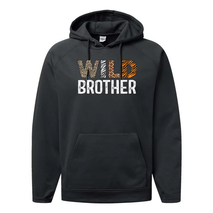 Brother of The Wild One Zoo Birthday Safari Jungle Family Performance Fleece Hoodie