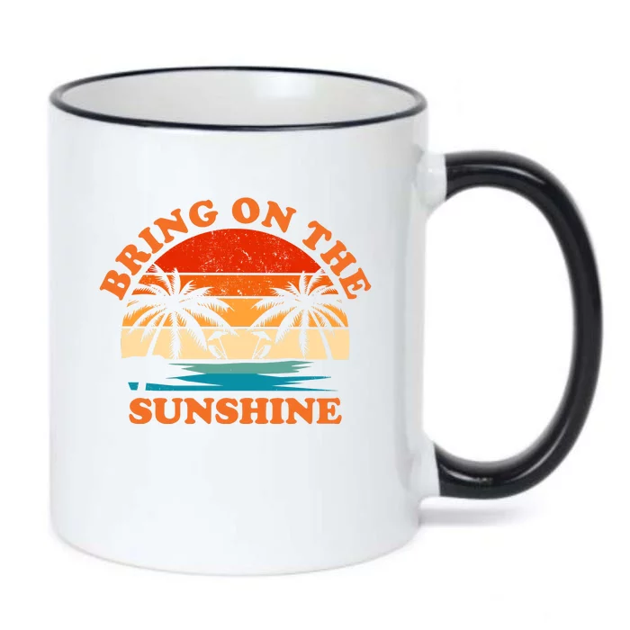 Bring On The Sunshine Retro Sunset Tropical Black Color Changing Mug