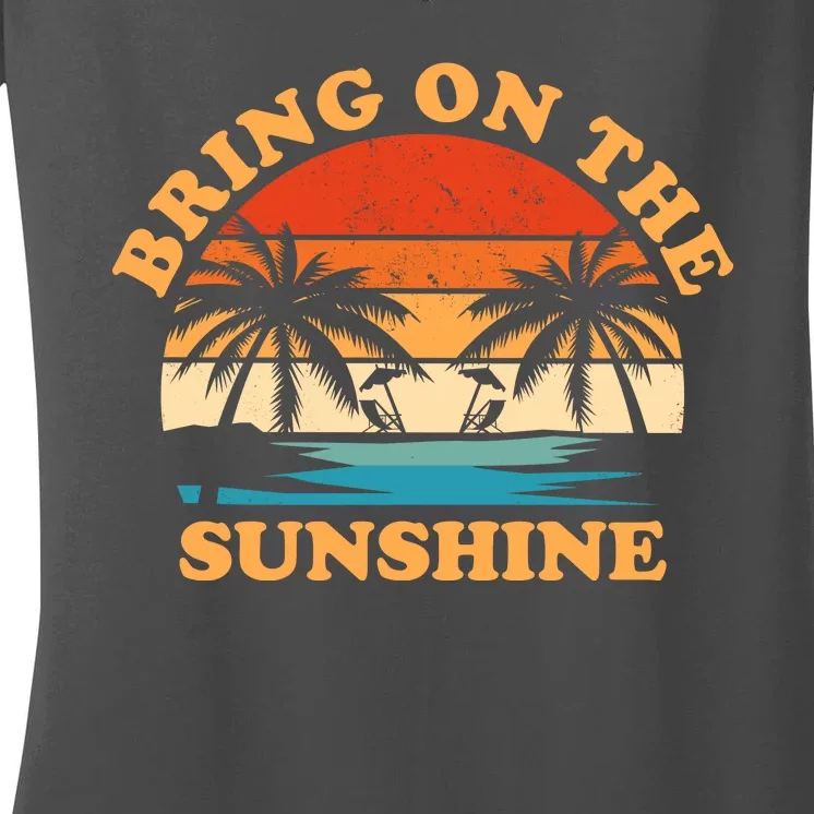 Bring On The Sunshine Retro Sunset Tropical Women's V-Neck T-Shirt