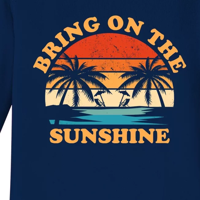 Bring On The Sunshine Retro Sunset Tropical Baby Long Sleeve Bodysuit