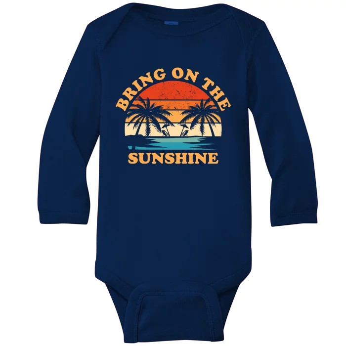 Bring On The Sunshine Retro Sunset Tropical Baby Long Sleeve Bodysuit