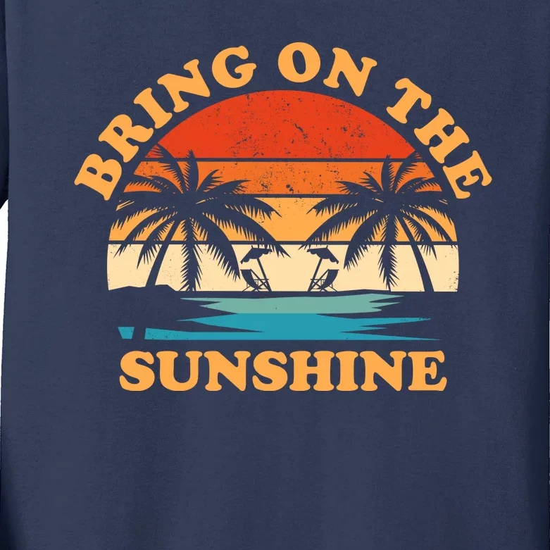 Bring On The Sunshine Retro Sunset Tropical Kids Long Sleeve Shirt