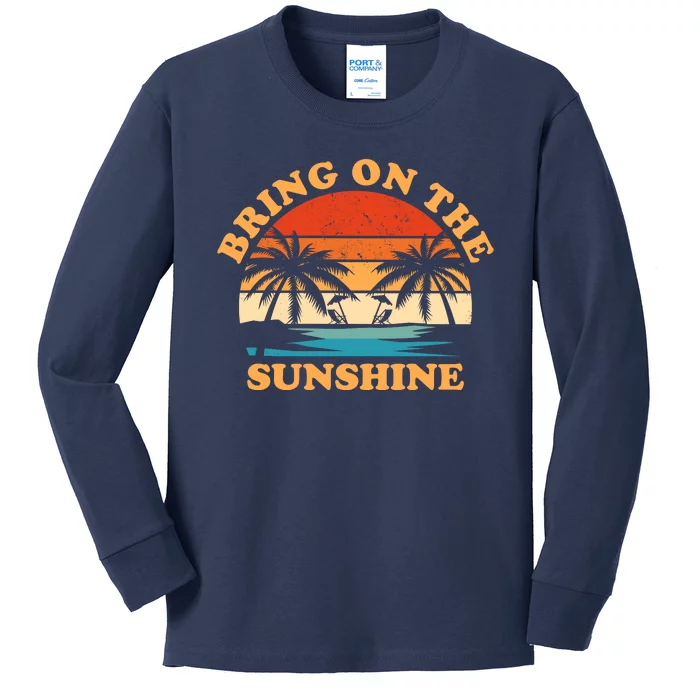 Bring On The Sunshine Retro Sunset Tropical Kids Long Sleeve Shirt