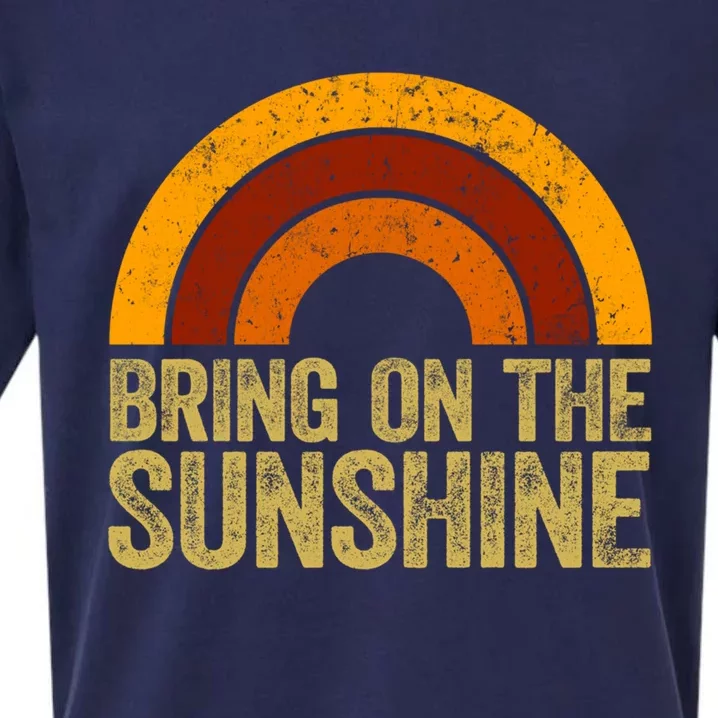 Bring On The Sunshine Gift Rainbow Retro Sunshine Meaningful Gift Sueded Cloud Jersey T-Shirt